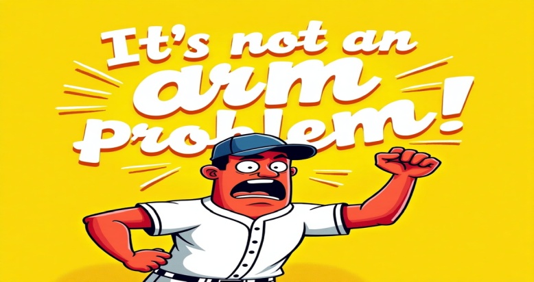 Graphic of a guy screaming it's not an arm problem!